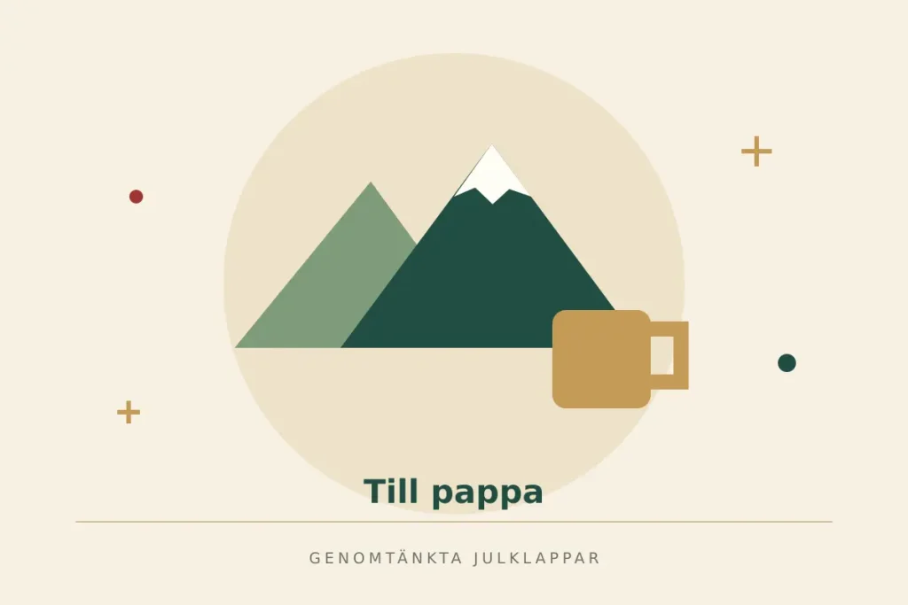 Illustration av berg och en mugg för utflykter med pappa